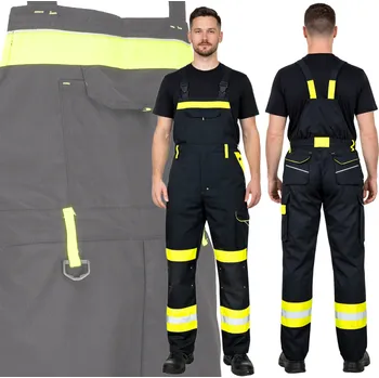 Pracovní obuv Pracovní kalhoty s laclem reflexní výstražné pánské trojité švy velikost 54
