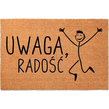 Rohožka KOKOSOVÁ VSTUPNÍ ROHOŽKA 40X60 KE DVEŘÍM - VTIPNÁ, HUMORNÁ - POZOR, RADOST