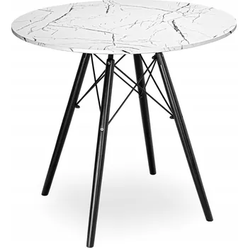 Jídelní stůl Stůl kulatý eHokery 80 x 80 x 75,5 cm bílý, černý