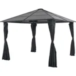 vidaXL Altán se závěsy hliník 3 x 3 m černý