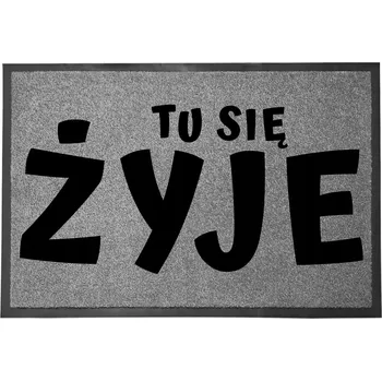 Rohožka Vstupní rohožka šedá 40x60 ke dveřím vtipná s humorem TADY SE ŽIJE
