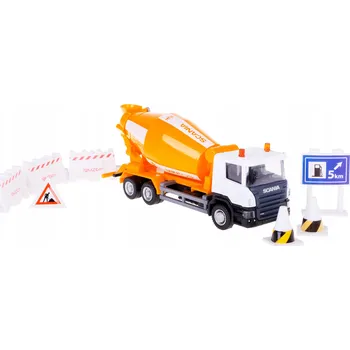 autíčko NÁKLADNÍ AUTO SCANIA ŘADY P MÍCHAČKA NA BETON + PŘÍSLUŠENSTVÍ 1:64 RMZ
