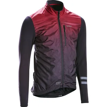 Pánské tričko TRIBAN Pánský dres na silniční cyklistiku s dlouhým rukávem RC500 Shield L ČERNÁ|ČERVENÁ