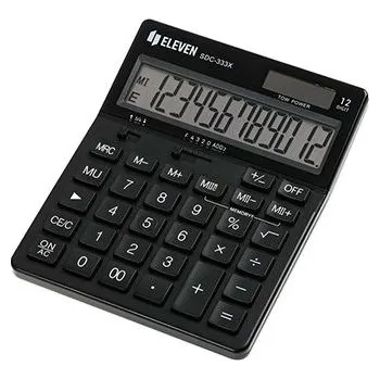 Kancelářská technika Eleven Kalkulačka SDC-333X-BK, černá, stolní, dvanáctimístná, duální napájení (SDC-333X-BK)