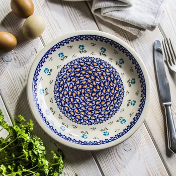 Talíř Keramický mělký obědový talíř Bolesławiec 24,5 cm - dek. 892