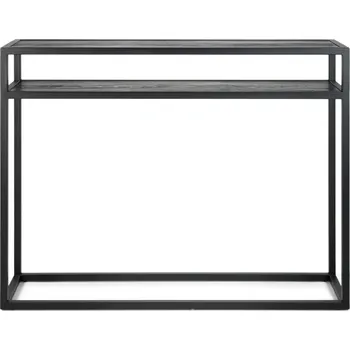 Konzolový stolek Černý konzolový stolek s deskou z dubového dřeva 30x120 cm Daniël – Spinder Design ID_1616512