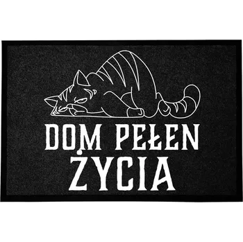 Rohožka ČERNÁ VSTUPNÍ ROHOŽKA 40X60 KE DVEŘÍM VTIPNÁ HUMOR DOMOV PLNÝ ŽIVOTA