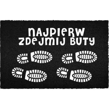 Rohožka KOKOSOVÁ ROHOŽKA ČERNÁ 40X60 CM KE DVEŘÍM - ZÁBAVNÁ VÝZVA: ZUJ SI BOTY