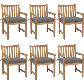 OMAXI Zahradní židle 6 ks šedé podušky masivní teak 448168