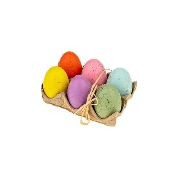 Velikonoční dekorace Velikonoční dekorace - slepičí vajíčka 6 cm 6 ks barevné (cs, Aliga)