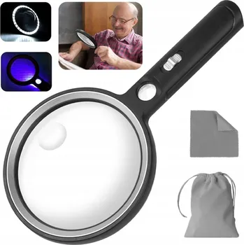 Lupa Lupa s 10x zvětšením pro čtení SKLO zvětšovací silné LED diody 31LED