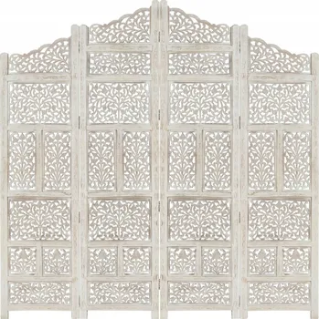 Paraván Paraván 4-panelový, vyřezávaný, bílý, 160 x 165 cm