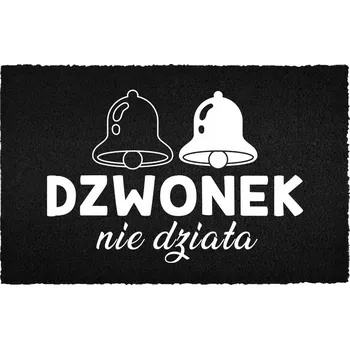 Rohožka KOKOSOVÁ VSTUPNÍ ROHOŽKA ČERNÁ KE DVEŘÍM - ZVONEK NEFUNGUJE (VTIPNÁ)