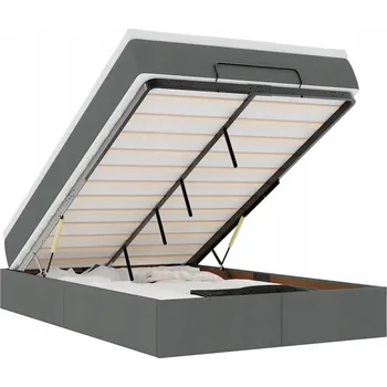 Postel Otoman s matrací a topperem, tmavě šedá, 193 x 120 x 23,5 cm