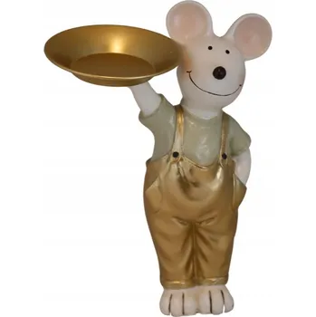 Obraz DEKORATIVNÍ MYŠ BÍLO-ZLATÁ S PODNOSEM EWAX - 16,5 x 10 x 24,5 CM