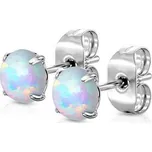 OPN1672-OP17-05 Ocelové náušnice s bílými opály 5 mm