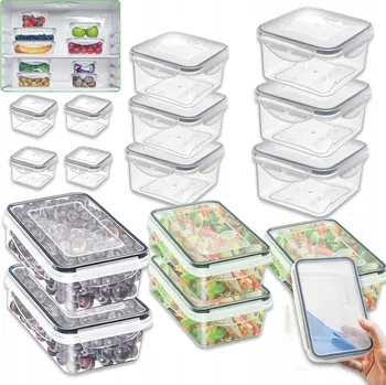 Dóza na potraviny Sada plastových dóz na potraviny s víkem, lunch boxy do kuchyně, 15 ks