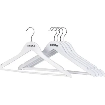 Ramínko Siguro Sada dřevěných ramínek, bílé, 5 ks