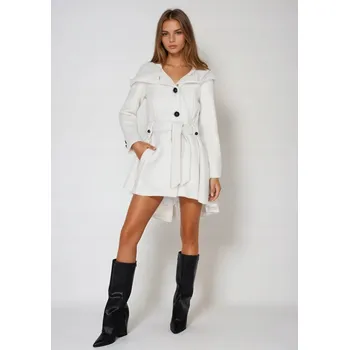 Dámský kabát Steve Madden dámský kabát bílý klasický s kapucí velikost S