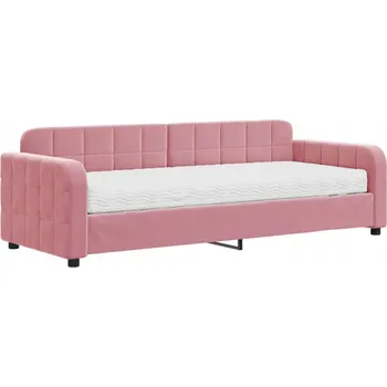 Pohovka Růžová rozkládací pohovka 2v1 s matrací 223 x 91 x 71 cm