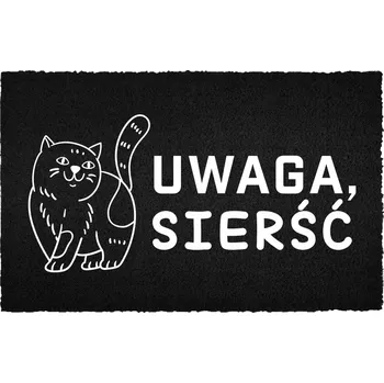 Rohožka KOKOSOVÁ VSTUPNÍ ROHOŽKA ČERNÁ 40X60 CM KE DVEŘÍM - ZÁBAVNÝ NÁPIS: POZOR, SRST!