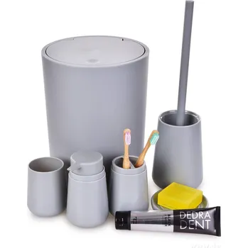 Koupelnové sedátko SPA - Sada koupelnových doplňků - 6 dílů, šedá