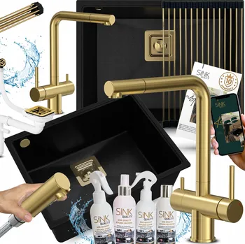 Granitový dřez Jednokomorový dřez Sink Quality ARGON, granitový, zlatý