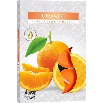 Svíčka Parafínová vonná svíčka Orange Aura 6 ks