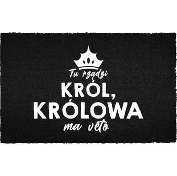 Rohožka KOKOSOVÁ VSTUPNÍ ROHOŽKA ČERNÁ 40X60 KE DVEŘÍM VTIPNÁ KRÁL KRÁLOVNA