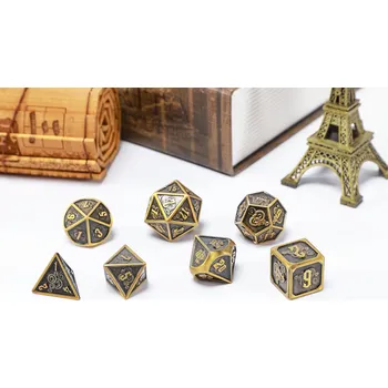 Příslušenství k deskovým hrám MOSAZNÝ PÍST SADA 7 KOVOVÝCH RPG kostek
