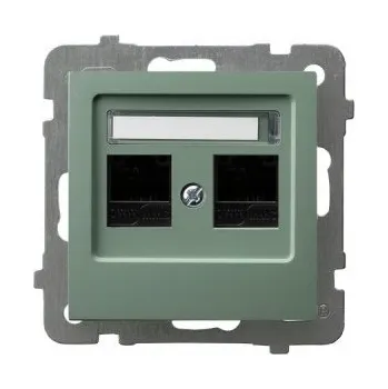 Elektrická zásuvka Počítačová zásuvka dvojitá RJ45 kat. 5e, zelená Ospel As GPK-2G/K/m/84