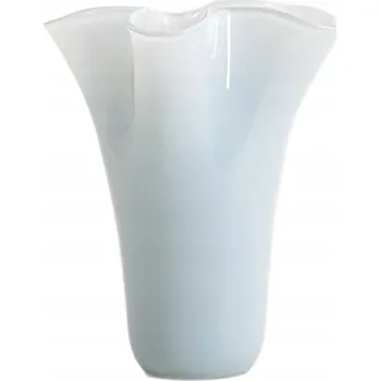 Váza Váza VEYORA skleněná modrá s vlnami 20x20x20 cm HOMLA