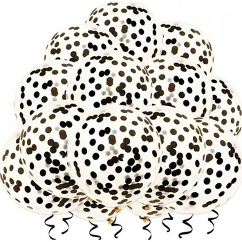 Balónek BALÓNKY KONFETY TRANSPARENTNÍ ČERNÉ NAROZENINOVÉ SVATBA 10 Ks