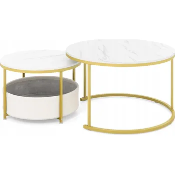 Konferenční stolek Konferenční stolek Costway kulatý 80 x 80 x 48,5 cm bílý