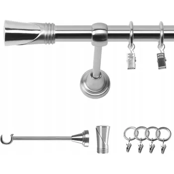 GARNÝŽ JEDNOŘADÁ 280 CM 19 MM VZHLED OCELI DUNCAN TICHÁ KOLEČKA SE ŽABKAMI