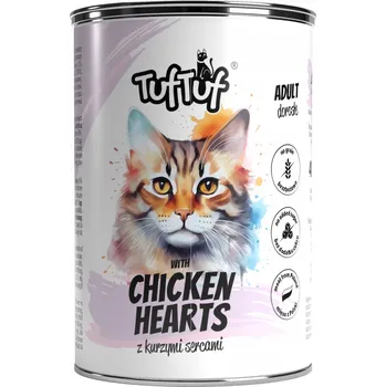 Krmivo pro kočku MOKRÉ KRMIVO PRO KOČKY TufTuf Konzerva mleté maso s kuřecími srdíčky 400g