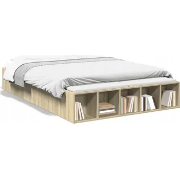 Postel Rám postele dub sonoma 215,5 x 123 x 30 cm s úložným prostorem
