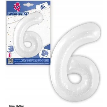 Balónek Ouda Party - 100cm bílý fóliový balónek s číslem 6