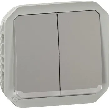 vypínač Nový dvojitý spínač Plexo, podsvícený, šedý mechanismus Legrand 069526L