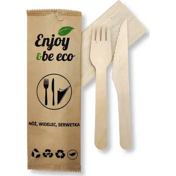 Příbor Dřevěná sada vidlička, nůž, ubrousek 250 Ks