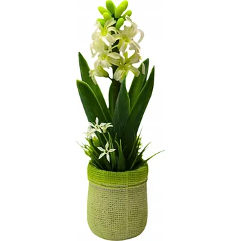 umělá květina Bílý umělý hyacint v květináči 7×7×24 cm, malá květinová dekorace