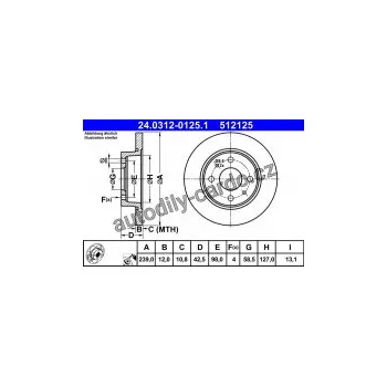 Brzdový kotouč Brzdový kotouč ATE 24.0312-0125 (AT 512125) - Power Disc - LADA