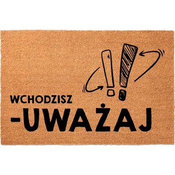 Rohožka KOKOSOVÁ VSTUPNÍ ROHOŽKA 40X60 KE DVEŘÍM - VSTUPUJEŠ NA VLASTNÍ NEBEZPEČÍ