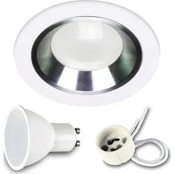 Kulaté Stropní Svítidlo Stropní svítidlo bílé stříbrné FOY + žárovka GU10 7W 4000K neutrální bílá