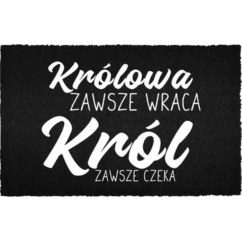 Rohožka KOKOSOVÁ VSTUPNÍ ROHOŽKA ČERNÁ KE DVEŘÍM S HUMOREM KRÁL VŽDY ČEKÁ