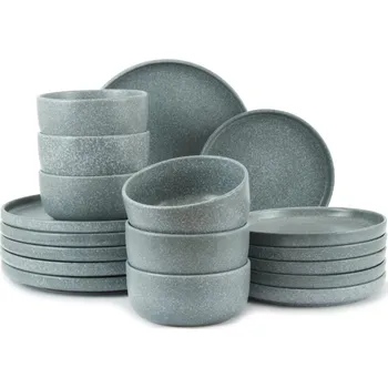 Talíř Jídelní Servis pro 6 osob Šedý 18 dílů Sada nádobí Hvězdná Šedá