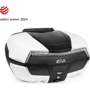 Zavazadlo na motocykl V58wltd kufr givi maxia 5 bílý (monokey), čirá optika, 4 bílé lakované kryty, objem 58 ltr.