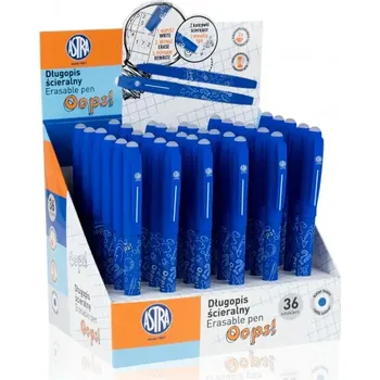 AstraPEN Gumovatelné pero OOPS!, 0,6mm, modré, dvě gumy, stojan, 201319001