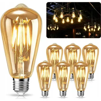 Žárovka 6 KS LED žárovka filament E27 4W Edison retro ST64