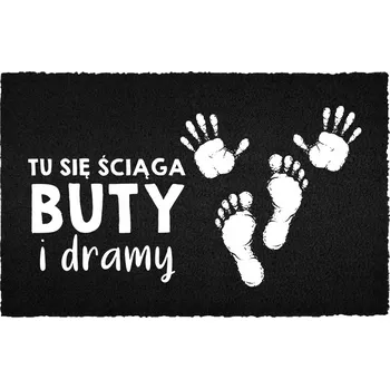 Rohožka KOKOSOVÁ VSTUPNÍ ROHOŽKA ČERNÁ 40X60 KE DVEŘÍM - BOTY A DRAMA